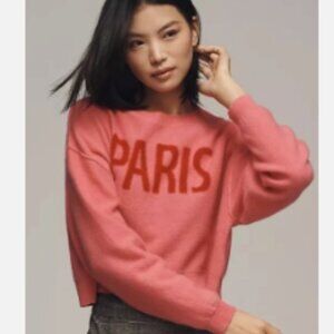 NWT Anthropologie Pilcro The Alani Cashmere Sweater Pullover Paris PINK XS